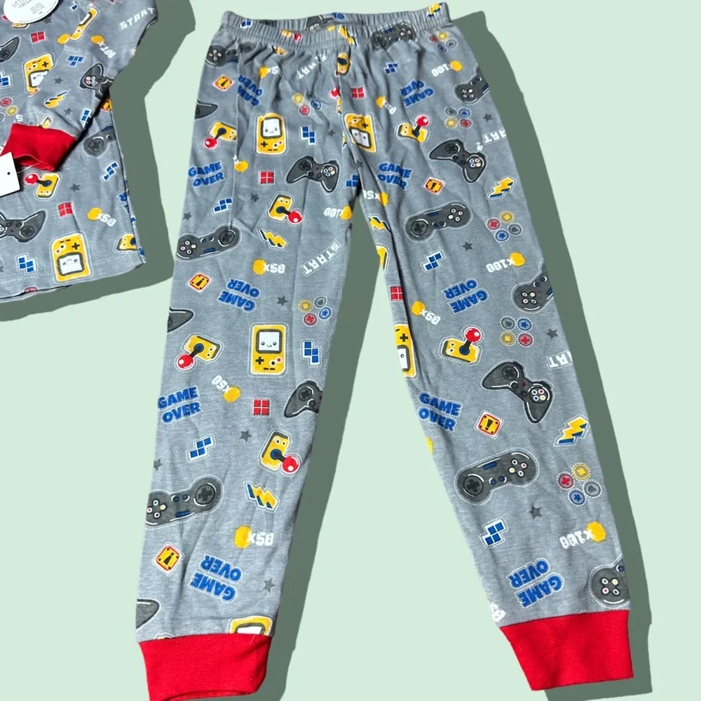 NWT Toddler Little Star Organic Gray Gaming Gameboy Pajama Set Size 4T